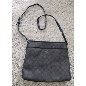 Coach Signature Crossbody Bag Womens Brown Leather Shoulder Detachable Straps